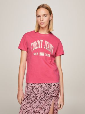 Tommy Hilfiger T-shirt Maniche Corte Donna Scollo Rotondo, Rosa (Bright  Cerise Pink), XXS : : Moda