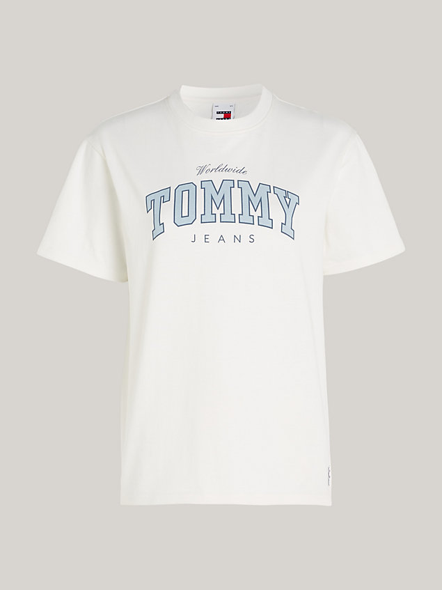 white varsity logo relaxed fit t-shirt for women tommy jeans