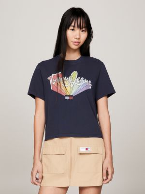 CAMISETA TOMMY HILFIGER BORDADA PRETA FEMININA THWW0WW