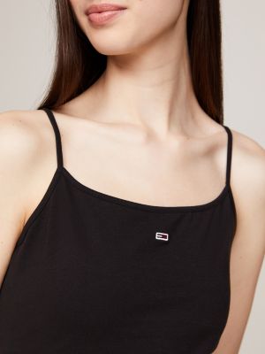 black logo fitted cropped tank top for women tommy jeans