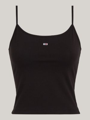 black logo fitted cropped tank top for women tommy jeans