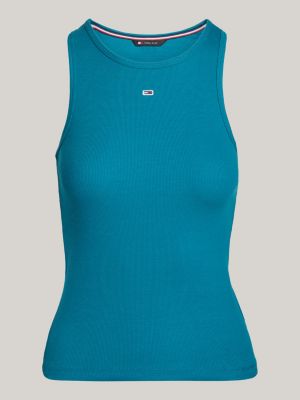 Slim Fit Rippstrick-Tanktop mit Logo | Blau | Tommy Hilfiger