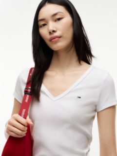 Essential V-Neck Slim Fit T-Shirt — White 3
