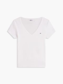 Essential V-Neck Slim Fit T-Shirt — White 6