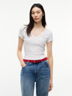 Essential V-Neck Slim Fit T-Shirt — White 1
