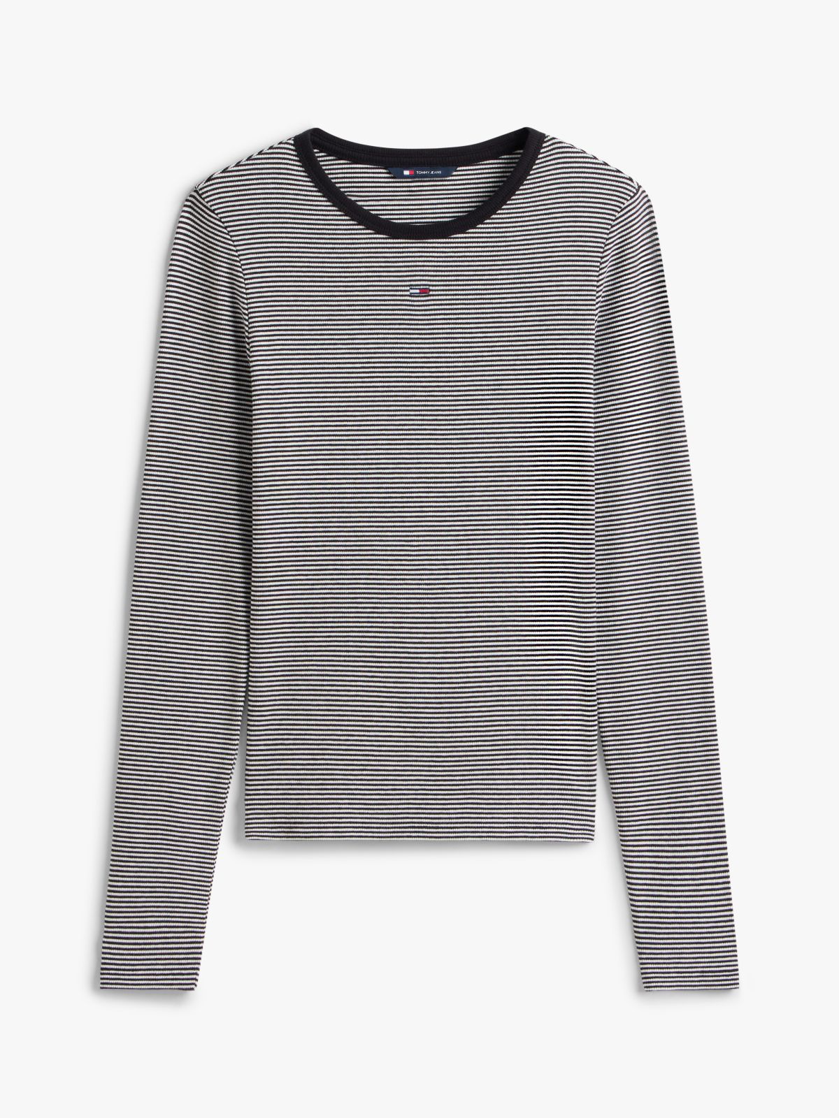 Flag Embroidery Slim Long Sleeve T-Shirt — Black