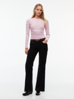 Flag Embroidery Slim Long Sleeve T-Shirt — Pink 2