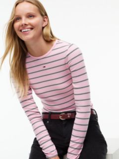Flag Embroidery Slim Long Sleeve T-Shirt — Pink 3