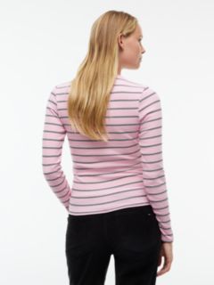 Flag Embroidery Slim Long Sleeve T-Shirt — Pink 4