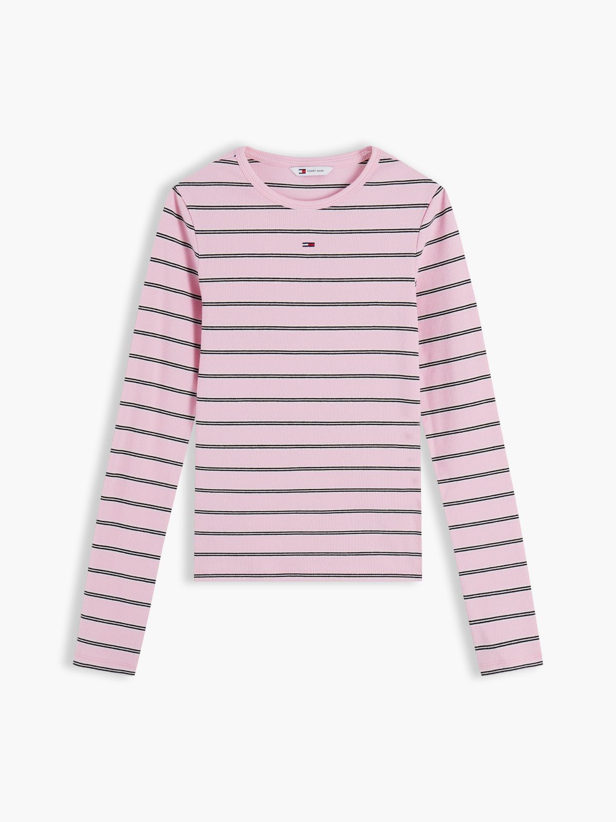 Flag Embroidery Slim Long Sleeve T-Shirt — Pink