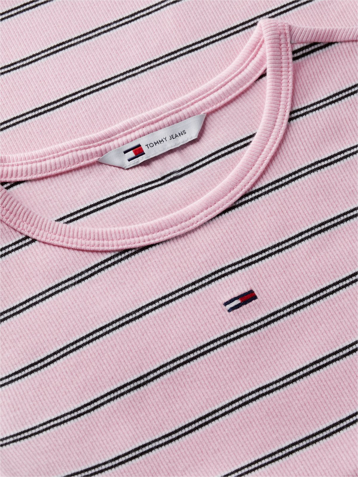 Flag Embroidery Slim Long Sleeve T-Shirt — Pink