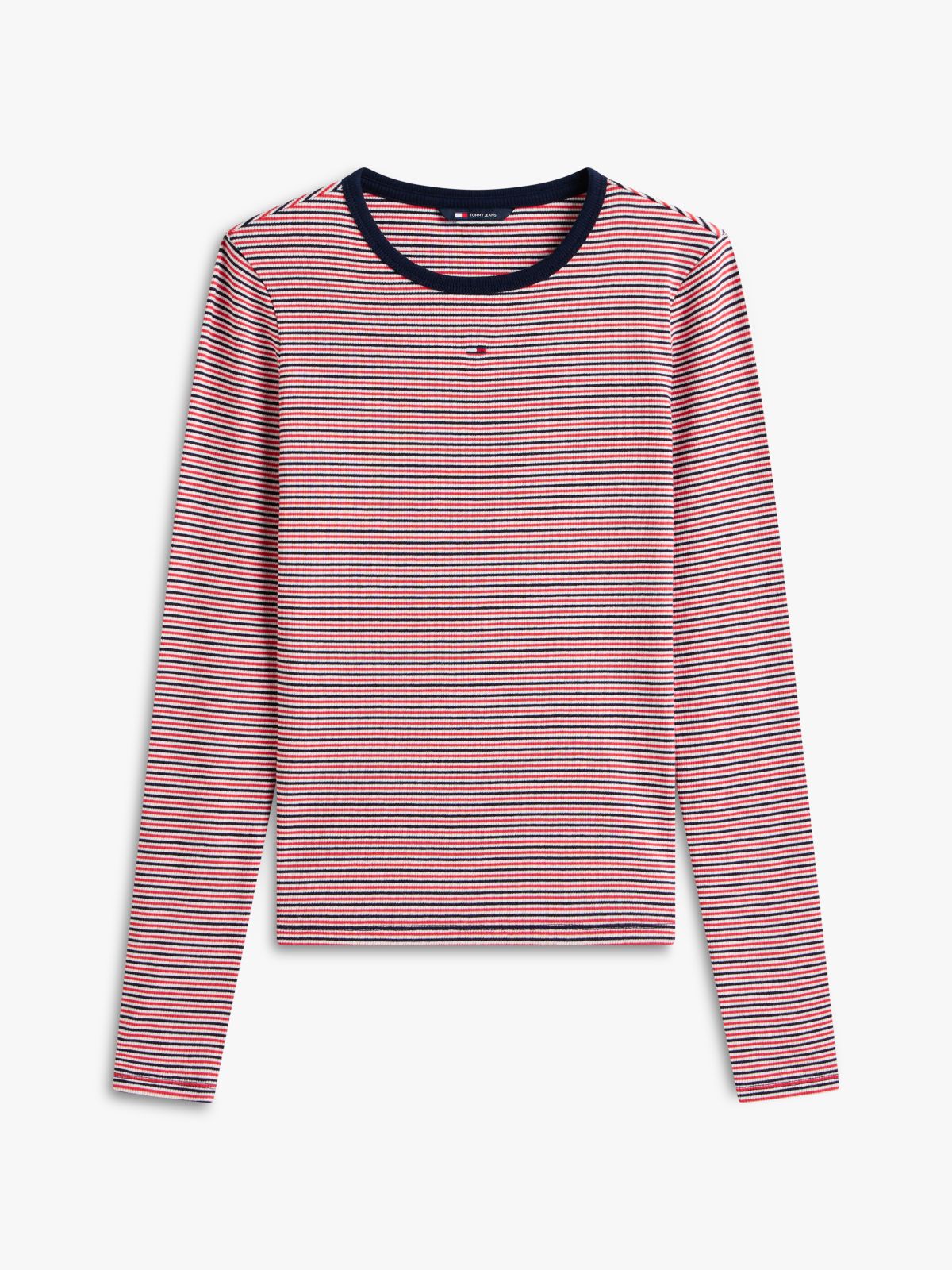 Flag Embroidery Slim Long Sleeve T-Shirt — Red