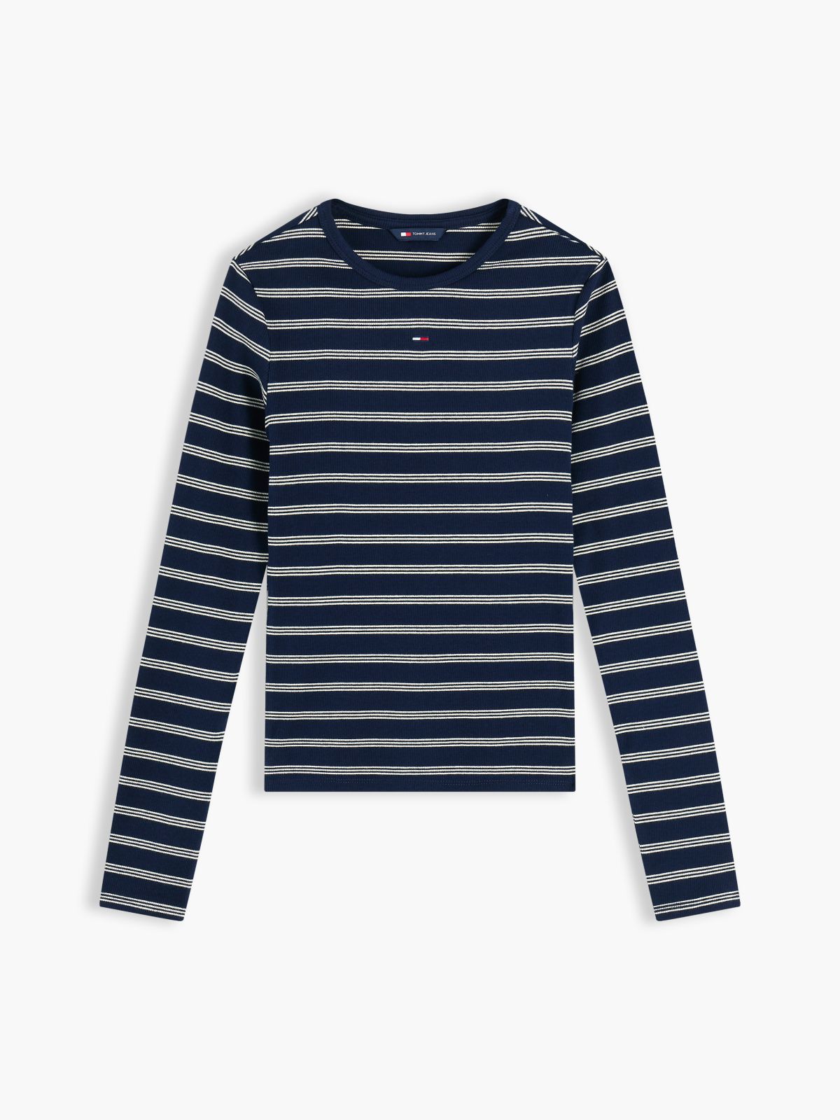 Flag Embroidery Slim Long Sleeve T-Shirt — Blue