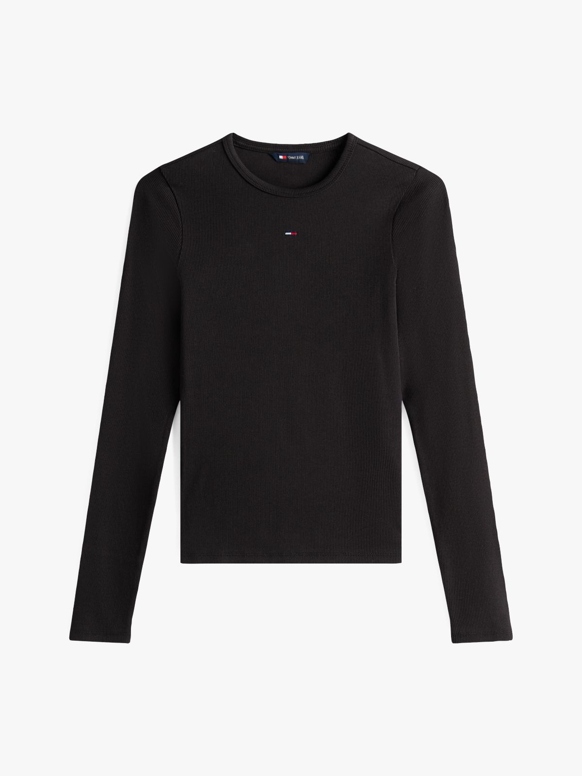 Flag Embroidery Slim Long Sleeve T-Shirt — Black