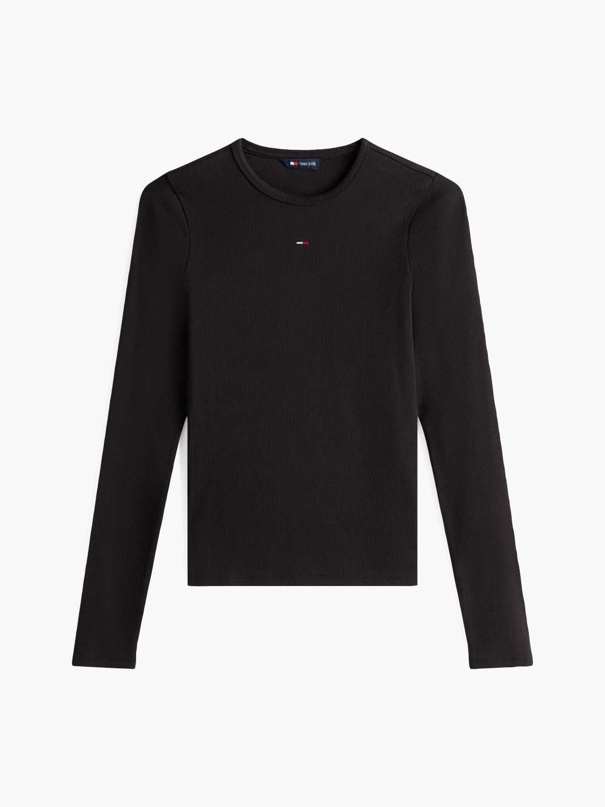 Flag Embroidery Slim Long Sleeve T-Shirt — Black