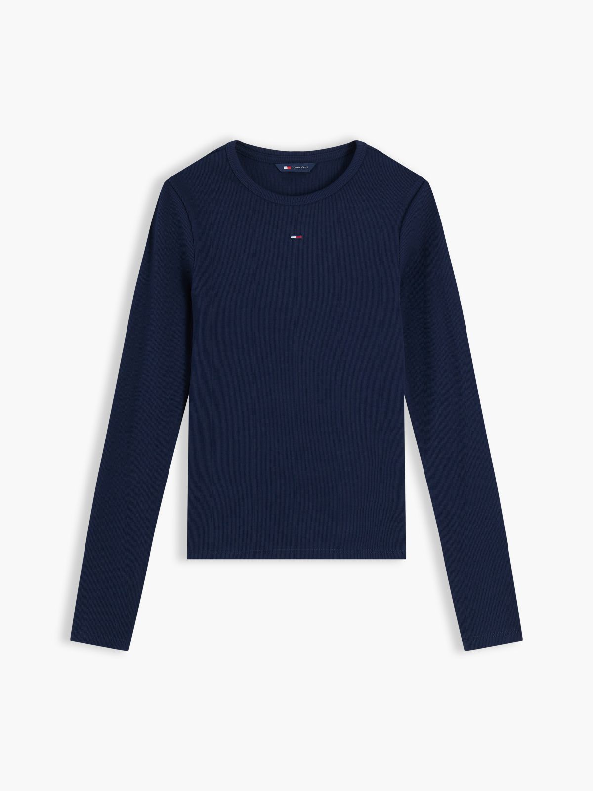 Flag Embroidery Slim Long Sleeve T-Shirt — Blue