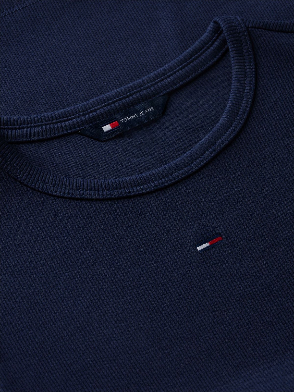 Flag Embroidery Slim Long Sleeve T-Shirt — Blue