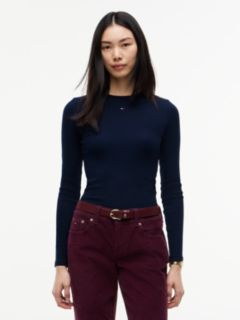 Flag Embroidery Slim Long Sleeve T-Shirt — Blue 1