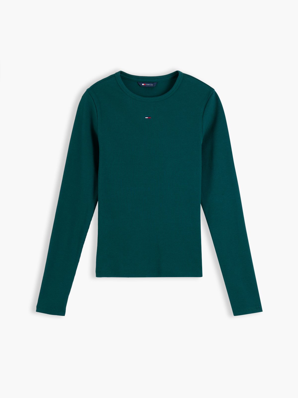 Flag Embroidery Slim Long Sleeve T-Shirt — Green