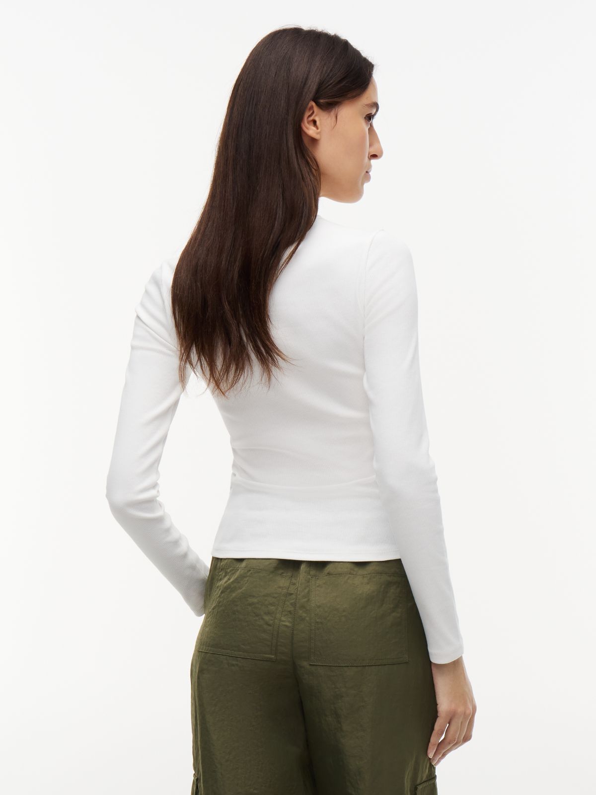 Flag Embroidery Slim Long Sleeve T-Shirt — White