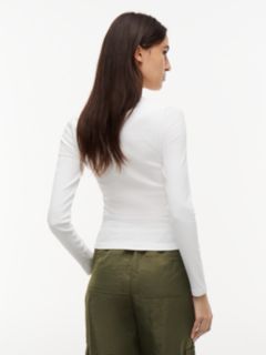 Flag Embroidery Slim Long Sleeve T-Shirt — White 4