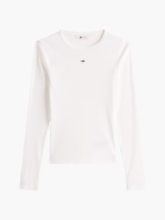 Flag Embroidery Slim Long Sleeve T-Shirt — White 6
