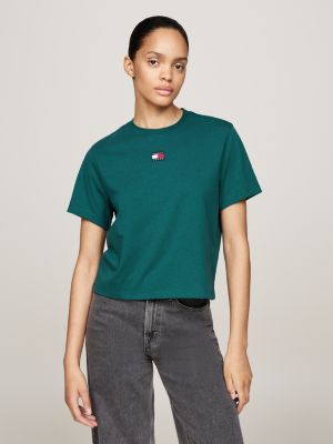 green badge crew neck boxy t-shirt for women tommy jeans