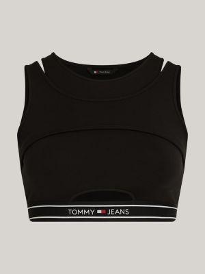 Tommy Jeans logo tape bodysuit in black