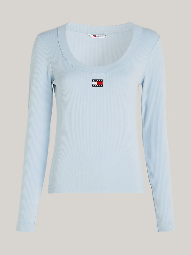 blue badge ribbed slim long sleeve t-shirt for women tommy jeans