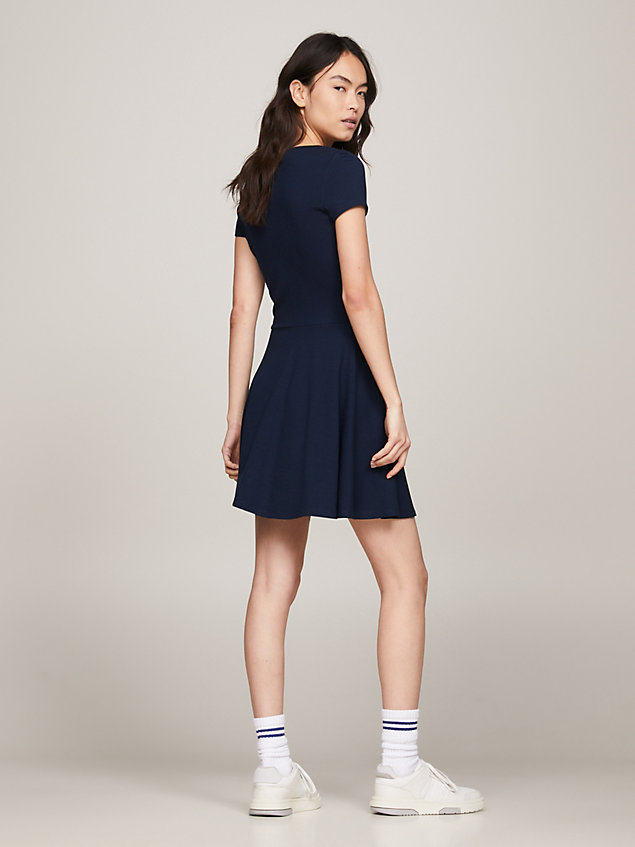 blue essential fit and flare mini dress for women tommy jeans