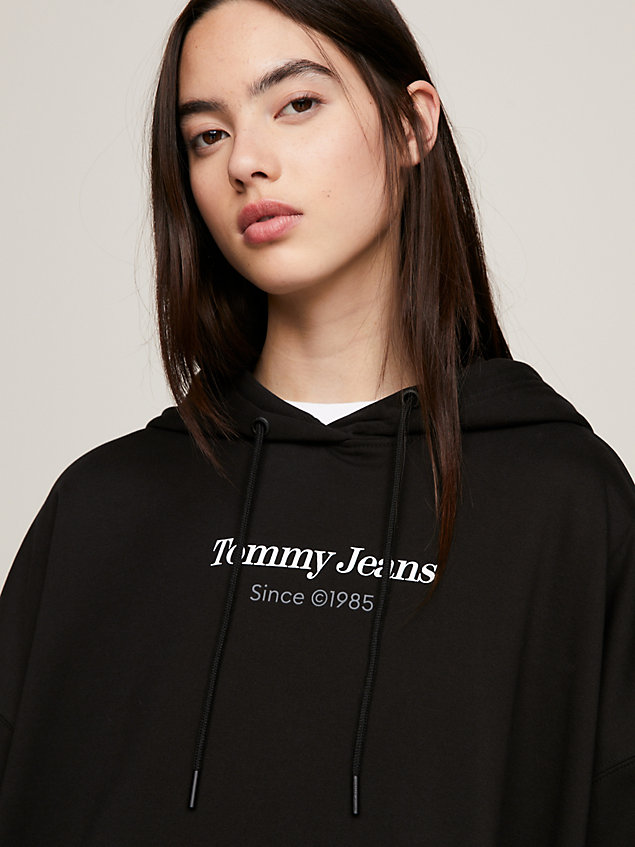 black essential hooded sweater dress for women tommy jeans