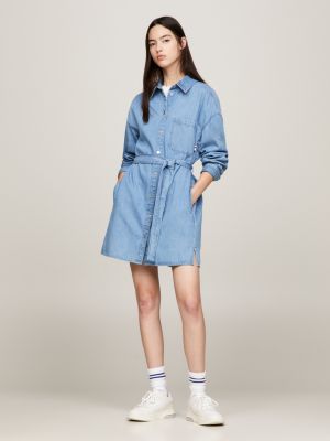 Denim Couture Shirt Dress Blue Raw Cotton Denim