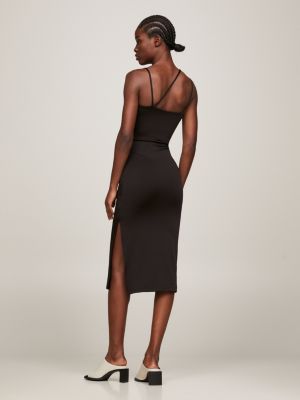 Black midi strap clearance dress