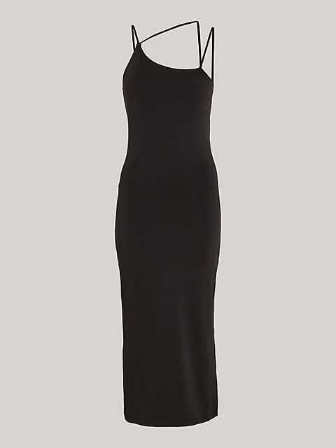 black sukienka midi na ramiączkach z kilku pasków dla kobiety - tommy jeans