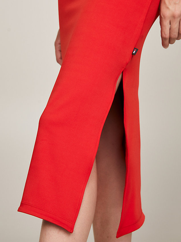 red bodycon midi-jurk met meerdere bandjes voor dames - tommy jeans