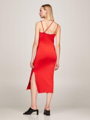 Red Bodycon Backless Slip Dress