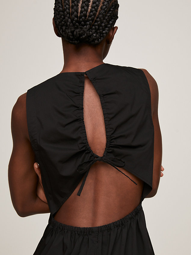 black open back sleeveless midi dress for women tommy jeans