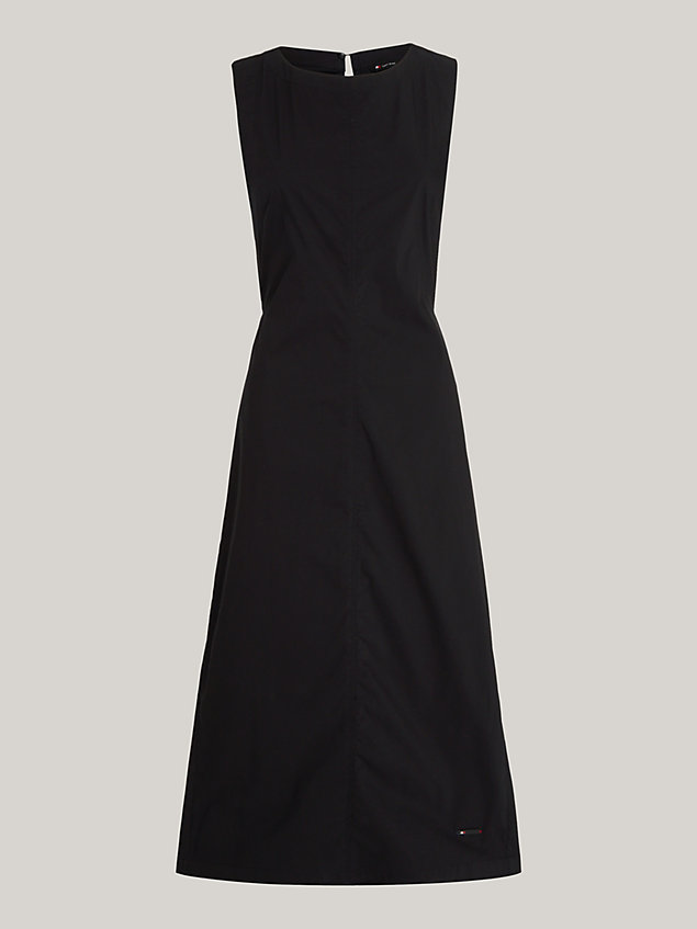 black mouwloze midi-jurk met open rug voor dames - tommy jeans
