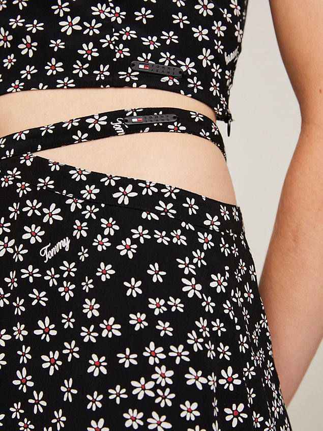 black spódnica mini w drobny kwiatowy wzór dla kobiety - tommy jeans
