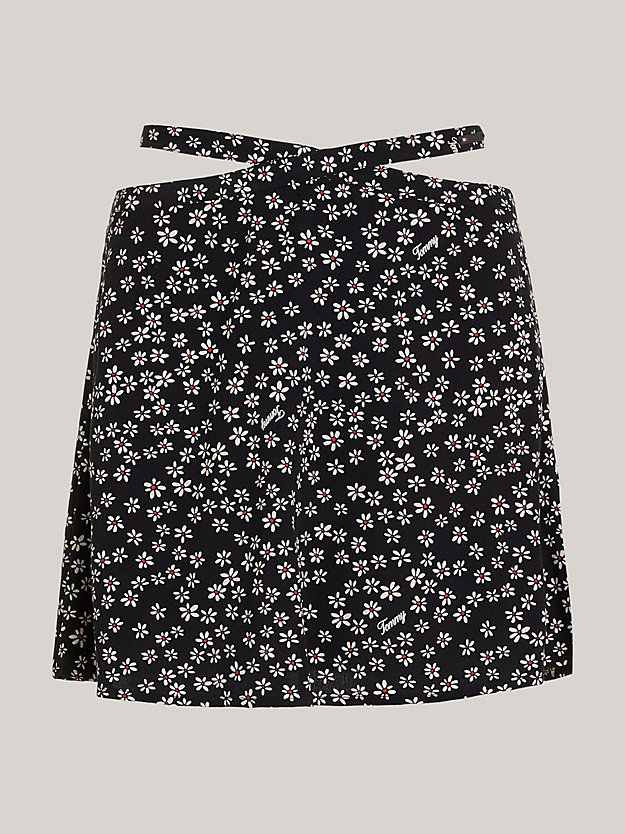 black ditsy floral print mini skirt for women tommy jeans