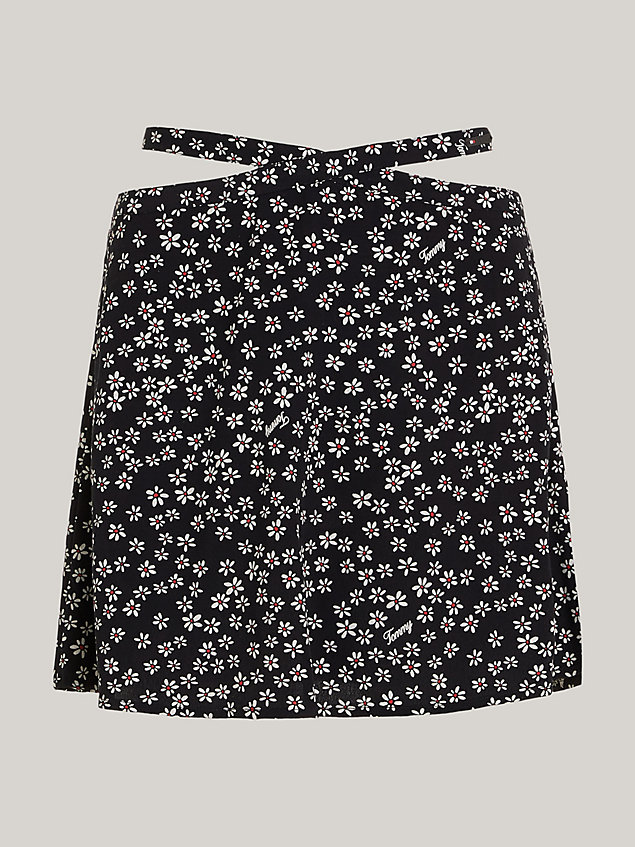 black minirok met bloemetjesprint voor dames - tommy jeans