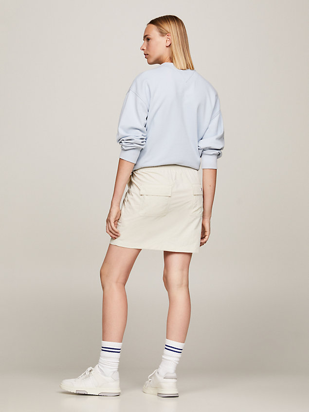 beige minirock mit logo und tunnelzug für damen - tommy jeans