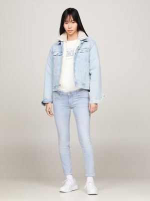 denim scarlett knöchellange skinny jeans mit niedrigem bund für damen - tommy jeans