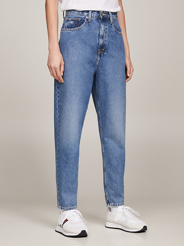 denim tapered mom-jeans mit ultrahohem bund für damen - tommy jeans