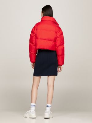 Logo Cropped Puffer Jacket Red Tommy Hilfiger