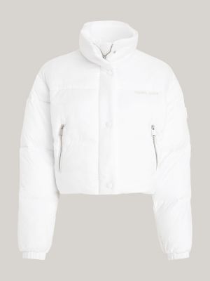 Logo Cropped Puffer Jacket, White