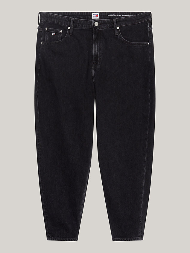 denim curve mom ultra high rise zwarte tapered jeans voor dames - tommy jeans