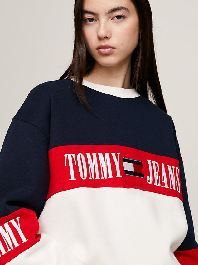 blue archive relaxed fit sweatshirt in color block für damen - tommy jeans