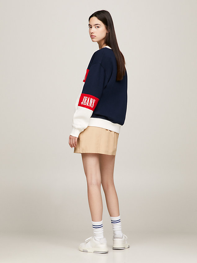 blue archive colour-blocked relaxed fit sweatshirt for women tommy jeans