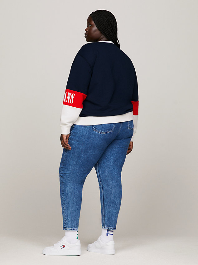 blue archive colour-blocked relaxed fit sweatshirt for women tommy jeans